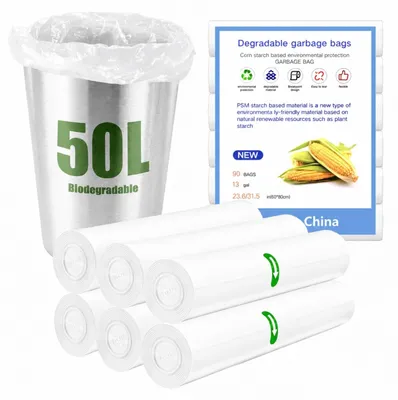 Produktbild von Biologisch abbaubare Müllbeutel, 90 Stück, 50 Liter, für Haushaltsmüll