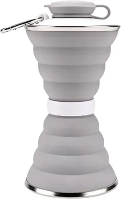 Produktbild von Silikonische Sportflasche 500 ml, tragbar mit Karabiner, für Fitnessstudio, Camping und Wandern.