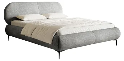 Produktbild von Selsey Ovalle - Doppelbett, Polsterbett mit Bettkasten, Lattenrost, schwarzen Metallbeinen, Grau  180 cm