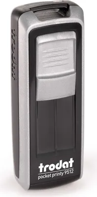 Produktbild von Pocket-Printy trodat 9512, 5zeilig, Geäuse silber, Kissen schwarz