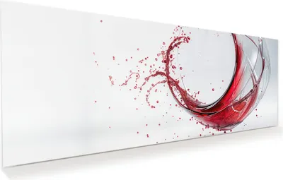 Produktbild von Glasbild 100x40cm in XXL für Wohnzimmer, Schlafzimmer Motiv Rotwein Spritzer