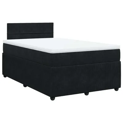 Image de Sommier à lattes de lit avec matelas noir 120x190 cm velours