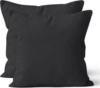 Produktbild von 2 er Set Mikrofaser UNI Kissenhüllen Kissenbezüge Kopfkissenbezug 40x40 cm, Schwarz