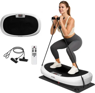 Immagine prodotto di Piattaforma vibrante - Piattaforma vibrante per il fitness - Allenamento per tutto il corpo - Tre motori - Peso massimo: 158 kg - Colore: bianco