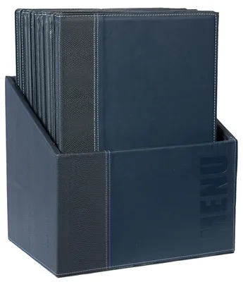 Produktbild von Securit MC-BOX-TRA4-BU, A4, Metall, Kunstleder (PU), Blau, Matt, Lack, Kunststoff, Abgerundete Ecken