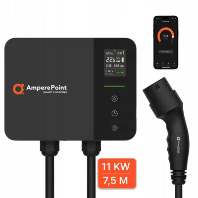 Obrázek produktu pro Wallbox nabíječka pro elektromobily AMPERE POINT PRIME 11 kW | zástrčka CEE 16 A | kabel Type 2 7,5 m | 3× RFID karta | elektroměr