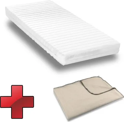 Immagine prodotto di Materasso in schiuma fredda K16 80 x 200 cm, altezza 16 cm, livello di rigidità H2/H3 + coperta Sleezzz® Smart cosy 150 x 200 cm