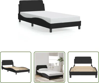 Produktbild von The Living Store Bettgestell mit Kopfteil Schwarz 100x200 cm Samt