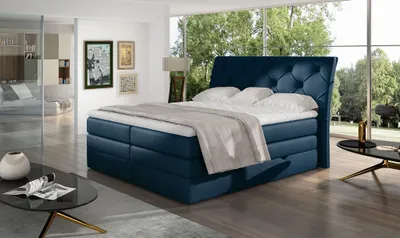 Produktbild von Mirabel Boxspringbett 140 - 180 cm; Dunkelblau (Samt), Liegefläche:180 x 200 cm
