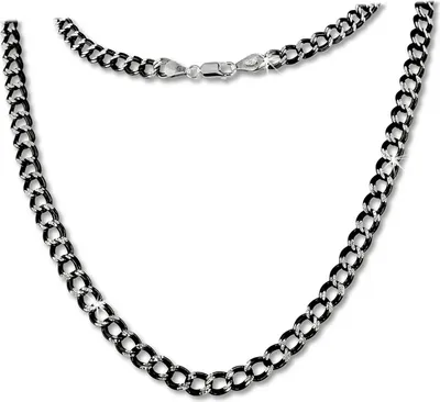 Produktbild von SilberDream Collier 925 Silber 45cm Panzerkette Schmuck silber schwarz D2SDK21445S