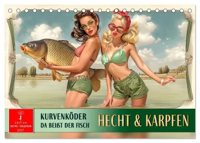 Produktbild von Hecht und Karpfen - Kurvenköder, da beißt der Fisch (Tischkalender 2027 DIN A5 quer), CALVENDO Monatskalender