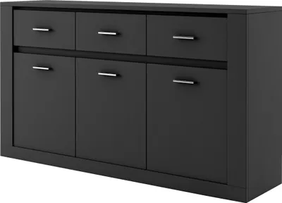 Produktbild von Furniture24 Kommode Sideboard IDEA ID-09 mit 2 Türen, 4 Schubladen, Schubladenschrank, Schlafzimmer Schwarz Matt