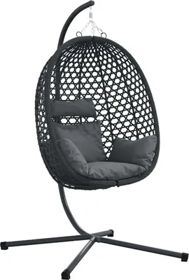Zdjęcie produktu dla vidaXL Wiszący fotel jajo antracytowo-czarny 104 x 100 x 191 cm