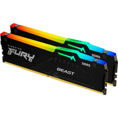Obrázek produktu pro Kingston Technology FURY Beast 64 GB 5600 MT/s DDR5 CL40 DIMM (sada dvou) RGB, 64 GB, 2 x 32 GB, DDR5, 288-pin DIMM