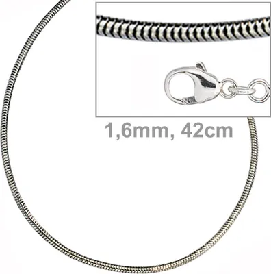 Produktbild von JOBO Schlangenkette 925 Sterling Silber 1,6 mm 42 cm Halskette Kette Karabiner