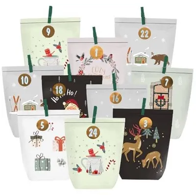 Zdjęcie produktu dla Kalendarz adwentowy DIY papierowy do napełniania 24 torebki kraft