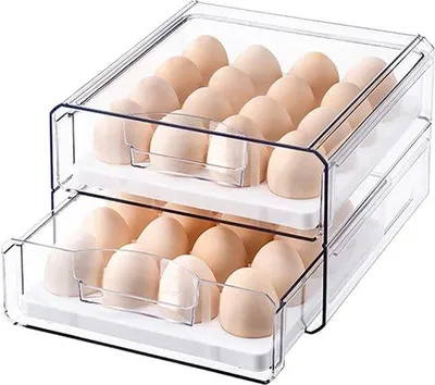 Produktbild von Famanu Eierbox mit zwei Schubladen - Transparent, stapelbar, für 32 Eier