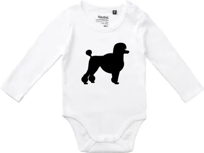 Produktbild von Huuraa Baby Body Pudel Silhouette 80 White Baumwolle Fairtrade Langarmbody Geschenkidee