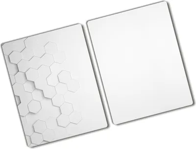 Produktbild von Tulup Glas Herdabdeckplatte - 2x40x52 cm - Glaskeramikkochfeld-Abdeckung Spritzschutz Glasabdeckplatte Kochplattenabdeckung und Schneidebrett - Zweiteilig - Kunst: modern & klassisch - Sechsecke - Weiß