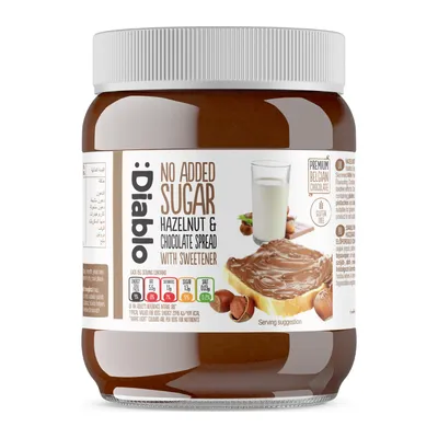 Imagen del producto de Diablo Crema de avellanas y cacao sin azúcares añadidos 350 g, crema para untar