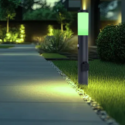 Produktbild von RGB LED Stehleuchte , 2x Steckdosen, App-/Sprachsteuerung