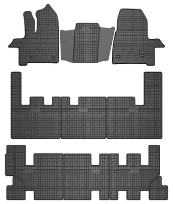 Image de Tapis de sol en caoutchouc pour Ford Transit Custom FL 2017-2021 (monospace) – 9 pièces, noirs, sur mesure
