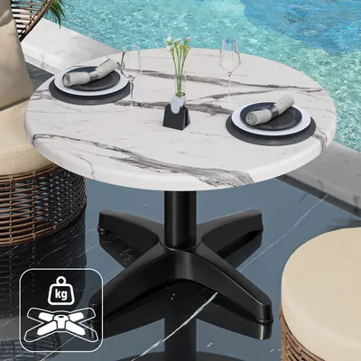 Produktbild von WBC | Jamaika Loungetisch | Ø:H 60 x 40 cm | Weiß Marmor / Schwarz | Zusatzgewicht | Bistro Loungetisch Gastro Tisch