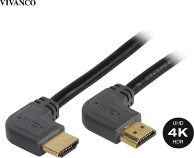 Produktbild von VIVanco™HDMI Kabel 4K mit Winkelstecker 3m - High Speed mit Ethernet, ARC, 3D, vergoldete Kontakte
