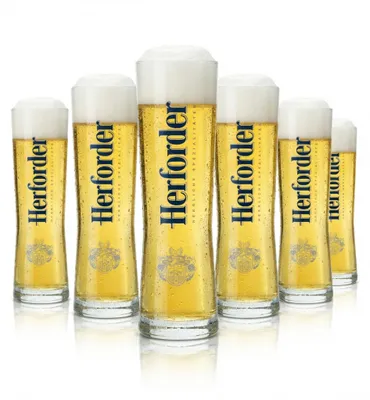 Produktbild von 6x Herforder Bier Glas 0,2l Stange Pokal Becher Pils Gläser Brauerei Bar Gastro