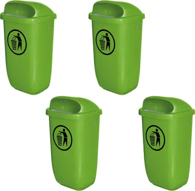 Produktbild von 4 Abfallbehälter/Papierkorb für den Außenbereich, 50 Liter, nach DIN 30713, grün