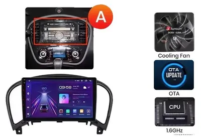 Immagine prodotto di Autoradio, display touchscreen, lettore multimediale, compatibile con Nissan Juke (F15) dal 2010 al 2019, ventola di raffreddamento integrata, navigazione GPS Android, modello V1 Plus (2GB-32GB) - A