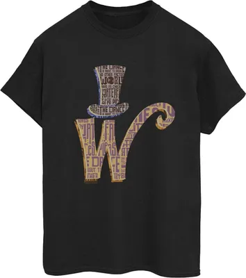 Produktbild von Willy Wonka - "W Logo Hat" T-Shirt für Damen BI47193 (XL) (Schwarz)