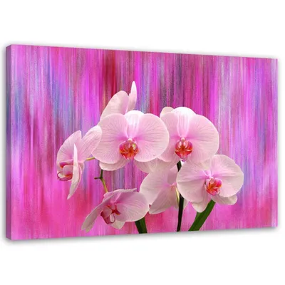 Produktbild von Leinwandbild orchideen in lila und rosa 90x60 cm Feeby rosa wandbild bereit zum aufhängen