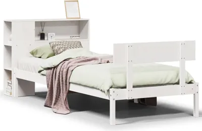 Obrázek produktu pro Postel s knihovnou bez matrace bílá 75x190 cm masivní borovice