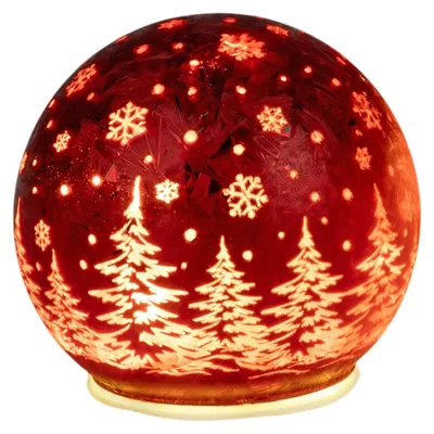 Produktbild von Formano LED Deko Kugel Weihnachten Frosty Rot 10 cm Glas Leuchtkugel Timer 6/18h