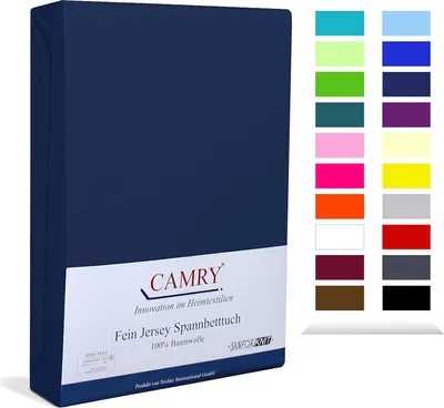 Produktbild von Carmy Topper Spannbettlaken Jersey 180x200 - 200x200 cm Navy 100% Baumwolle