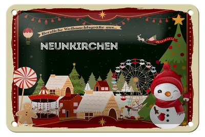 Produktbild von Blechschild Weihnachten Grüße NEUNKIRCHEN Geschenk Dekoration  18x12cm