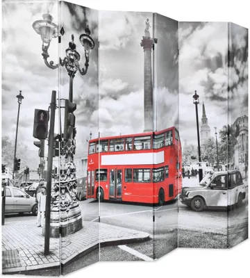 Obrázek produktu pro vidaXL Rozdělovač místností skládací 228 x 170 cm London Bus Černobílý