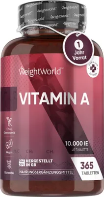 Image de Complément alimentaire Weightworld à la vitamine A, 365 comprimés