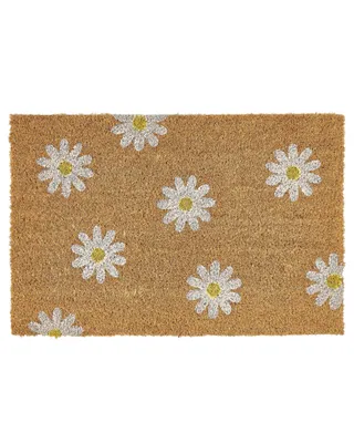 Obrázek produktu pro BELIANI Rohožka přírodní kokosové vlákno 40 x 60 cm PVC povlak protiskluzová rohož s květinami do interiéru moderní