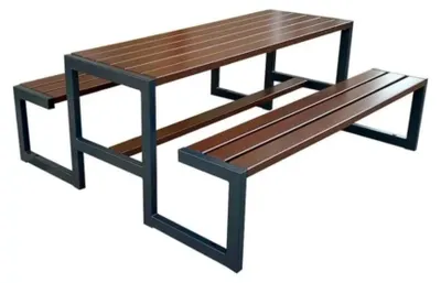 Produktbild von Biergartenmöbel Set modern aus Erlenholz - Biergartengarnitur für 8 Personen mit Tisch & 2 Bänken - Gastronomie Gartenmöbel - Kirche