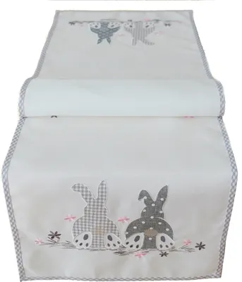 Produktbild von Tischwäsche mit Stickerei Drei Osterhasen 40 x 140 cm