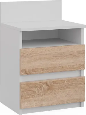 Immagine prodotto di Comodino Vicco Monty Bianco/Sonoma 39.6 x 59.1 cm con 2 cassetti, Model 53171