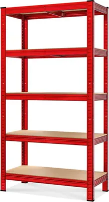 Produktbild von MONZANA® Schwerlastregal 180x90x40cm 875kg rot 5 MDF-Platten Lagerregal Kellerregal Steckregal Werkstattregal