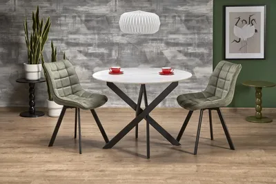 Produktbild von Runder Tisch EDGAR 2 Weißer Marmor / Schwarz