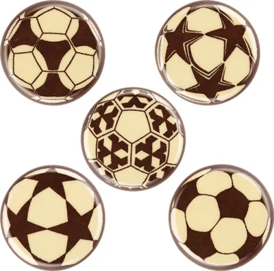 Produktbild von 200 Stück Aufleger Fußball, weiße Schokolade, erschiedene Motive