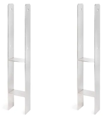 Zdjęcie produktu dla Alberts 2 x wsporniki słupków H, stal nierdzewna, 91x600 mm, grubość materiału 4 mm, głębokość 60 mm, do osadzania w betonie
