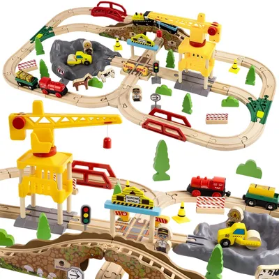 Productafbeelding van Solidchoice - Houten Spoorbaan Set met Mijnbouwthema voor Kinderen
