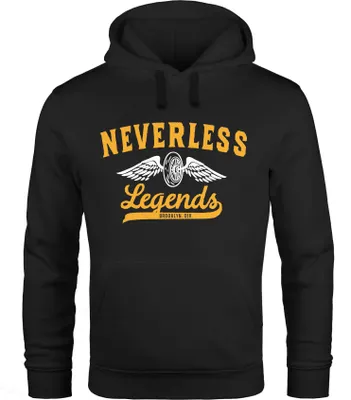 Produktbild von Hoodie Herren Biker Legends Sweatshirt Kapuze Kapuzenpullover Sweater Männer Neverless® schwarz L