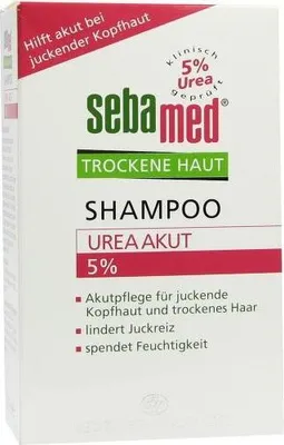 A close-up of a Sebamed shampoo box.